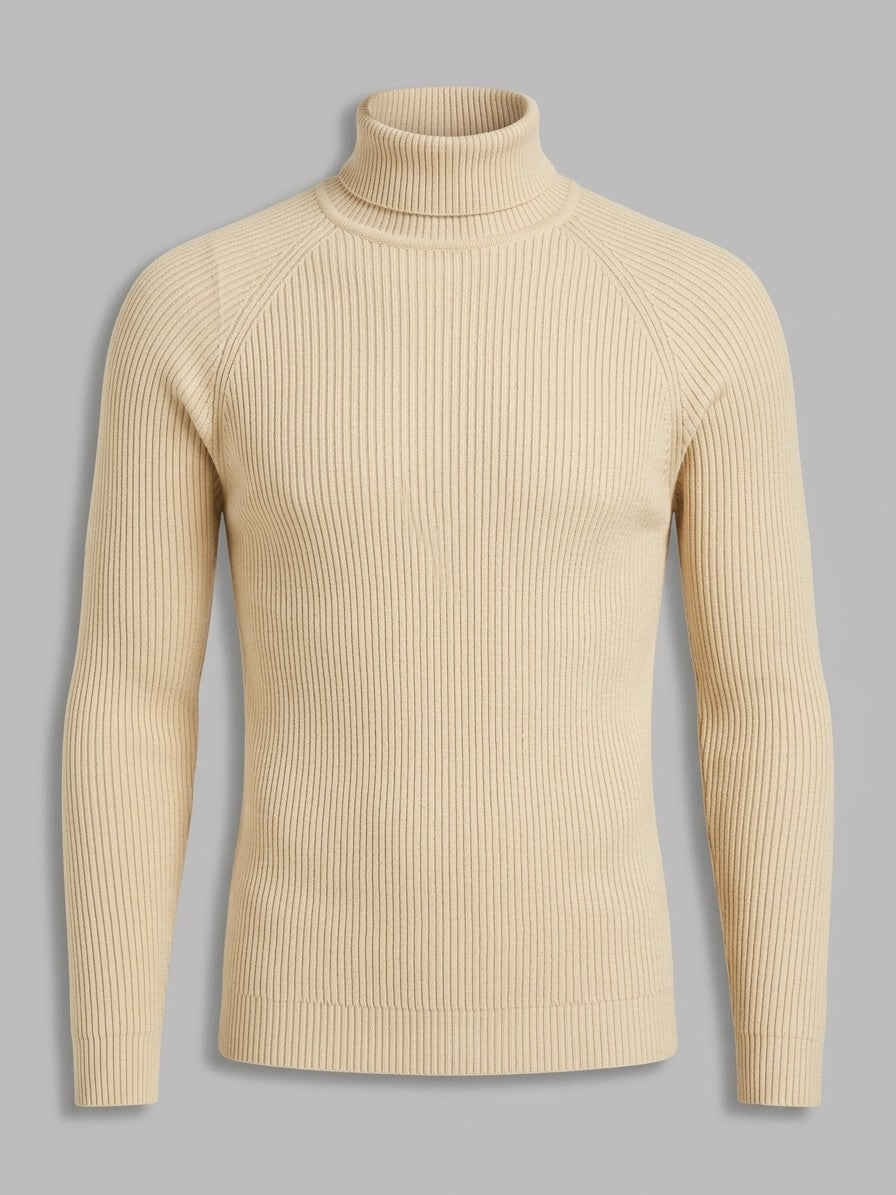 Brescia Men's Ribbed Turtleneck Sweater — creamywhite — packshot