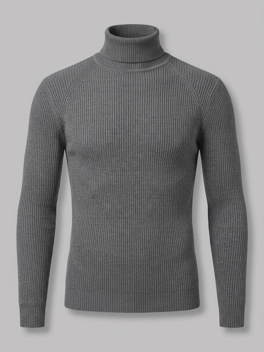 Brescia Men's Ribbed Turtleneck Sweater — darkgray — packshot