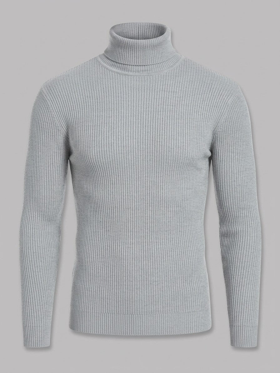 Brescia Men's Ribbed Turtleneck Sweater — lightgray — packshot