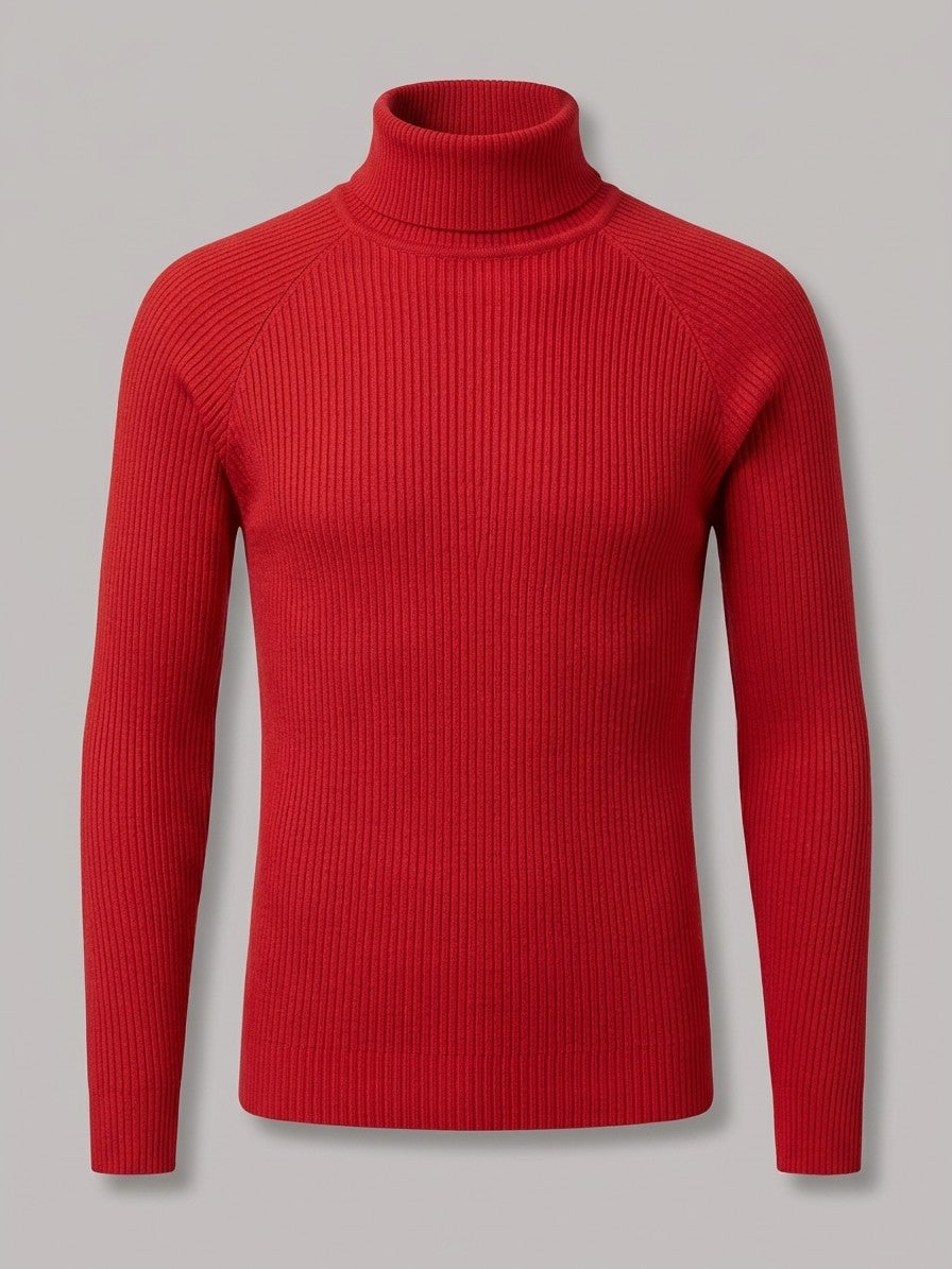 Brescia Men's Ribbed Turtleneck Sweater — red — packshot