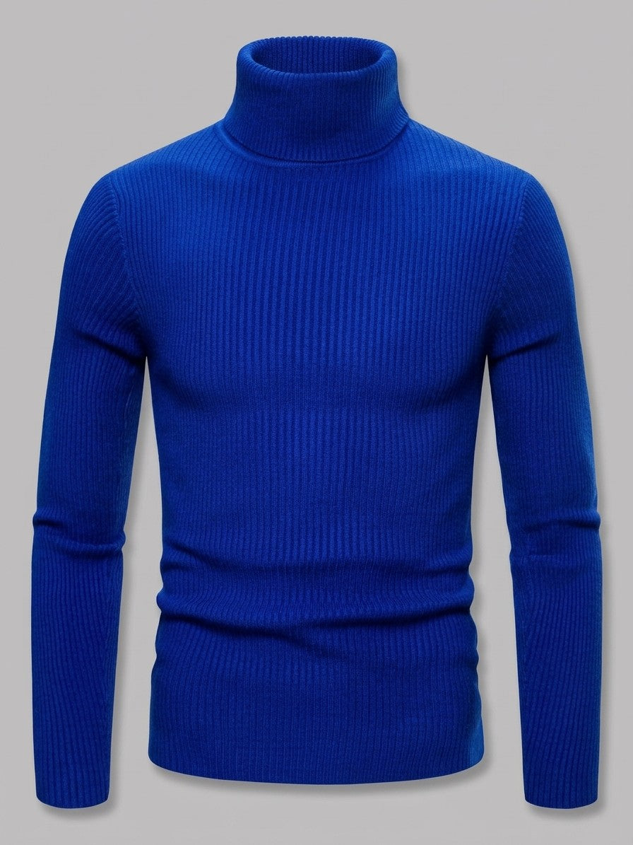 Brescia Men's Ribbed Turtleneck Sweater — sapphireblue — packshot