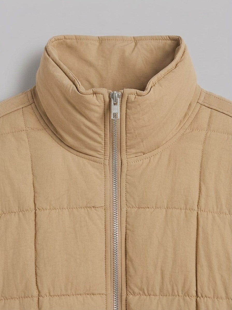 Bressanone Women's Box Quilted Puffer Jacket — camel — detail-2