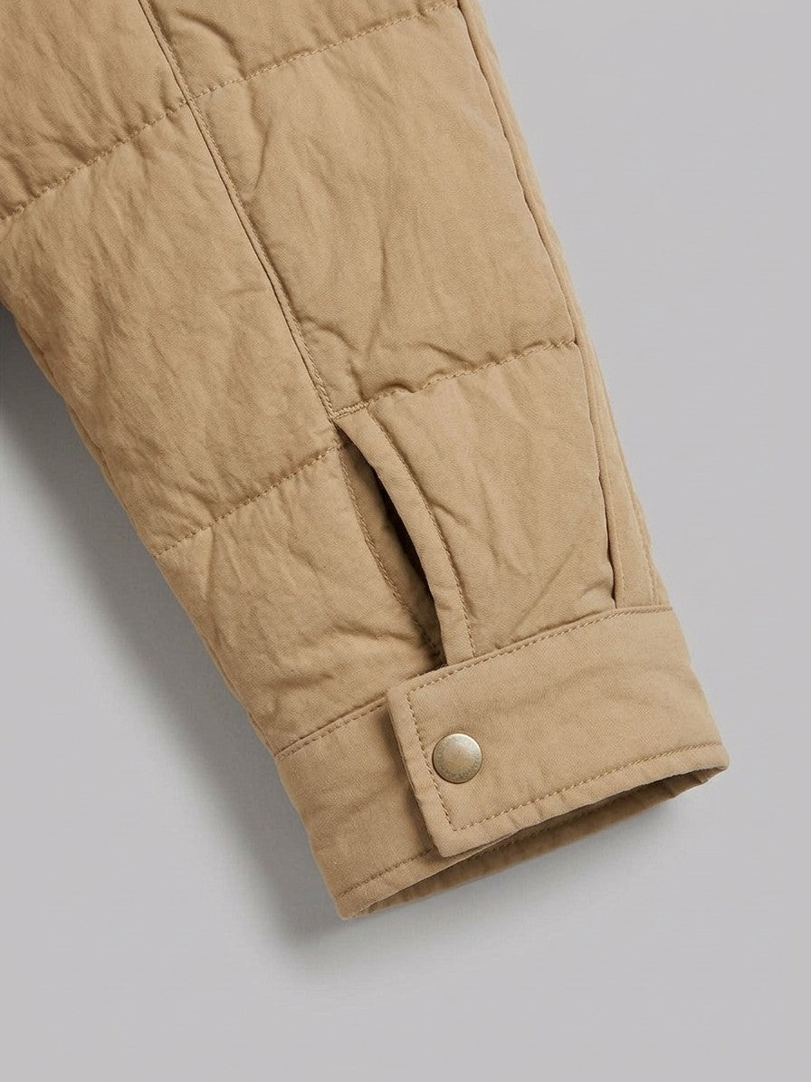 Bressanone Women's Box Quilted Puffer Jacket — camel — detail-collar