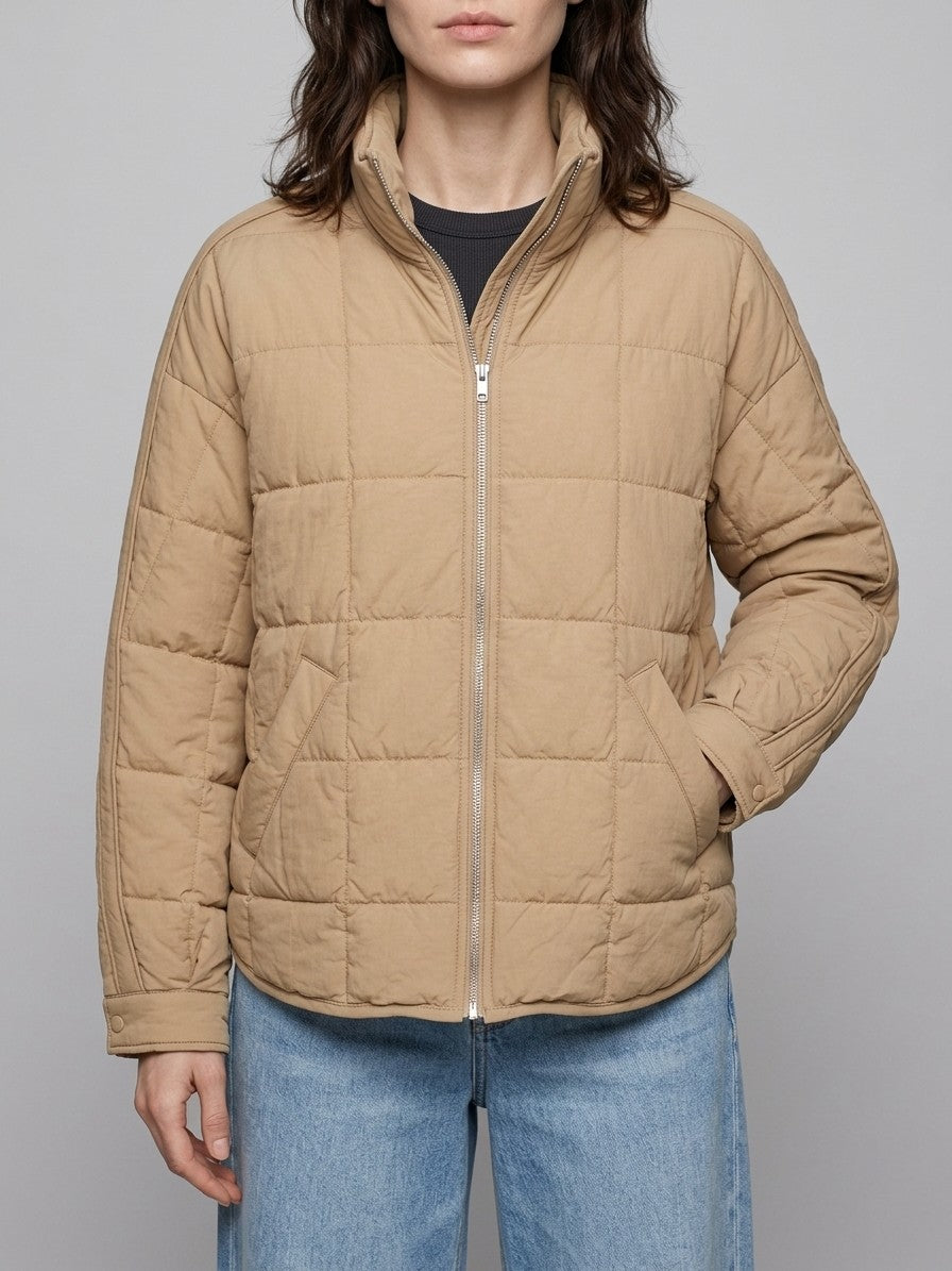 Bressanone Women's Box Quilted Puffer Jacket — camel — front
