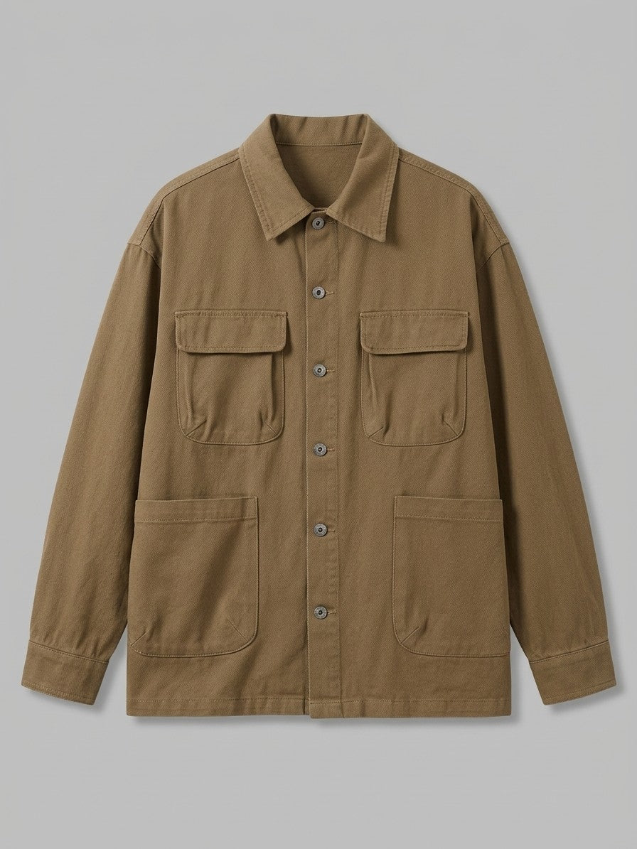 Brienno Men's Four-Pocket Workwear Shirt Jacket — khakibrown — packshot