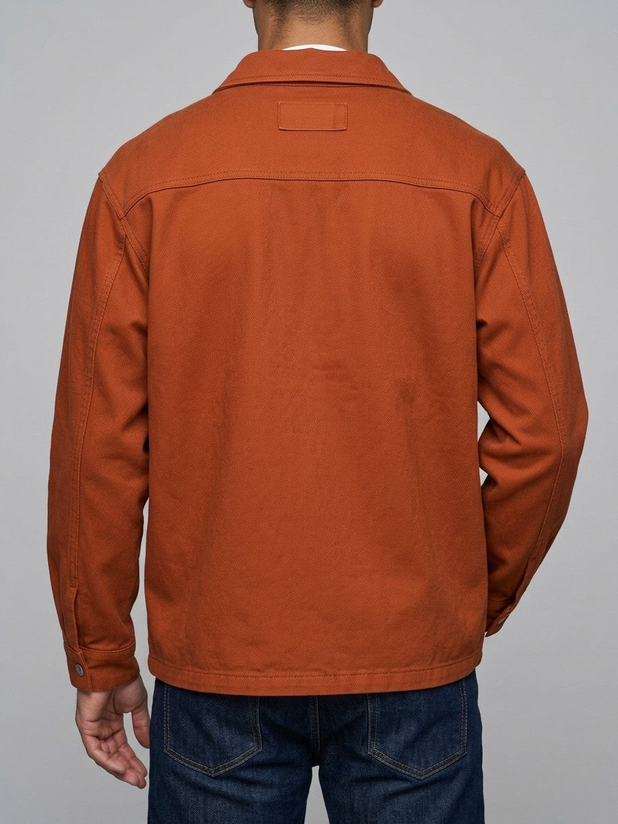 Brienno Men's Four-Pocket Workwear Shirt Jacket — rust — back