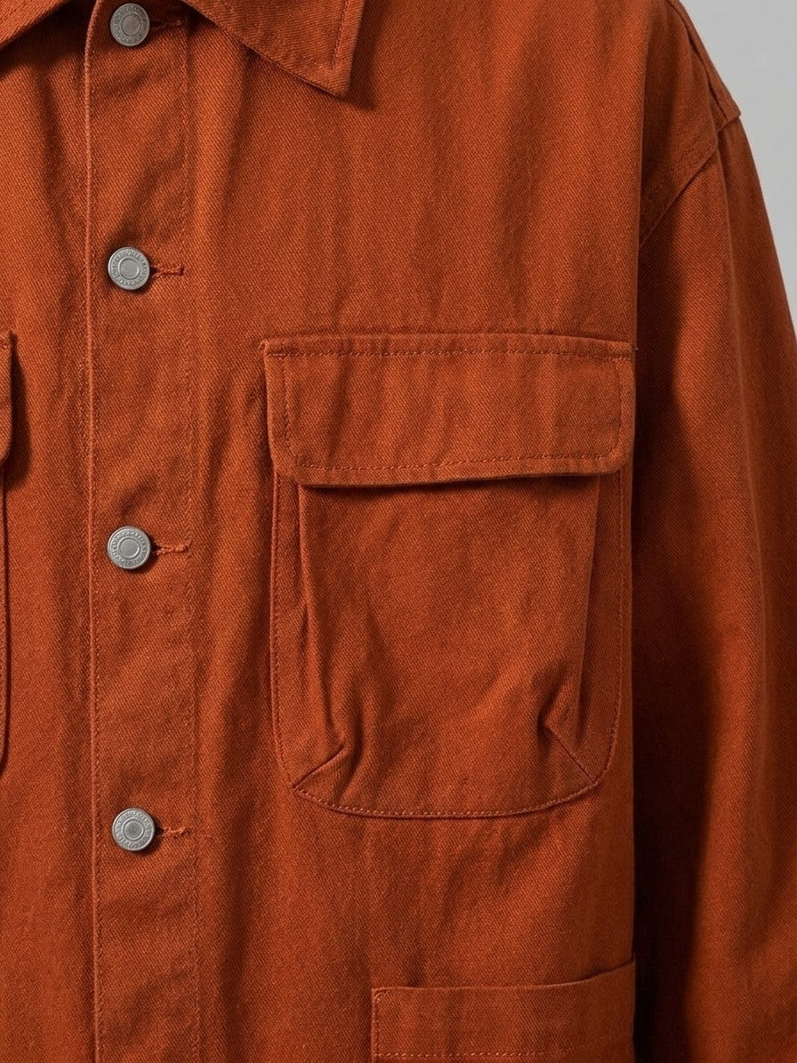 Brienno Men's Four-Pocket Workwear Shirt Jacket — rust — detail-2