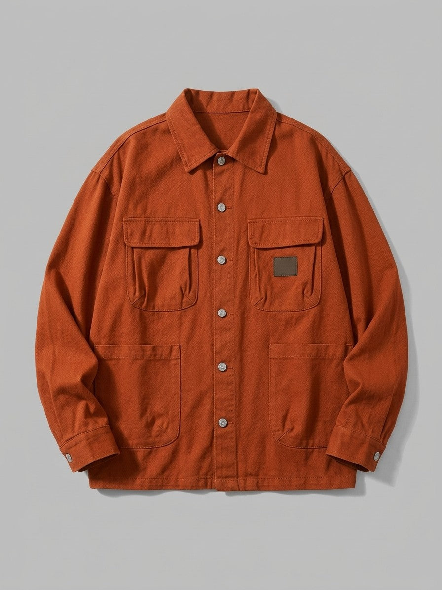 Brienno Men's Four-Pocket Workwear Shirt Jacket — rust — packshot