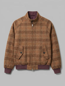 Brienza Men's Check Tweed Harrington Jacket