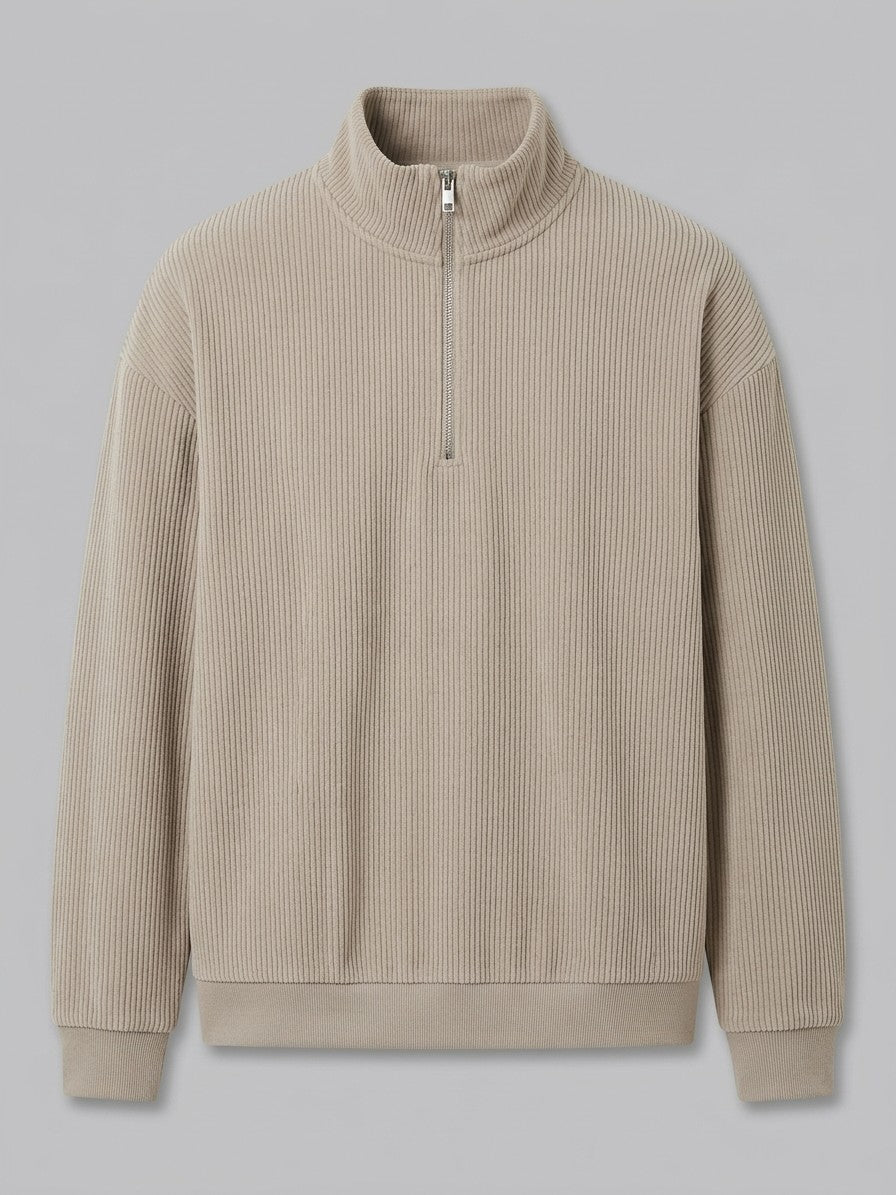 Brindisi Men's Corduroy Quarter-Zip Pullover — beige — packshot
