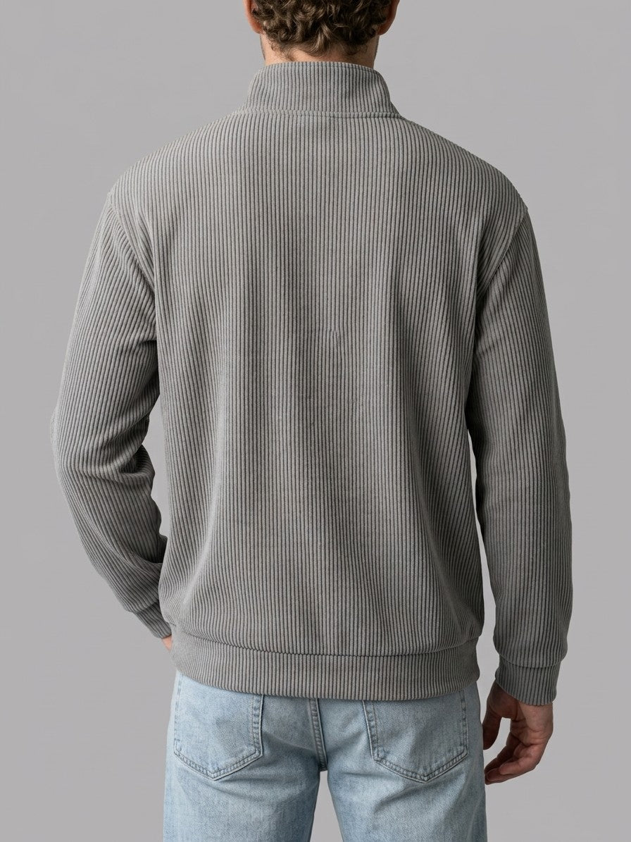 Brindisi Men's Corduroy Quarter-Zip Pullover — gray — back