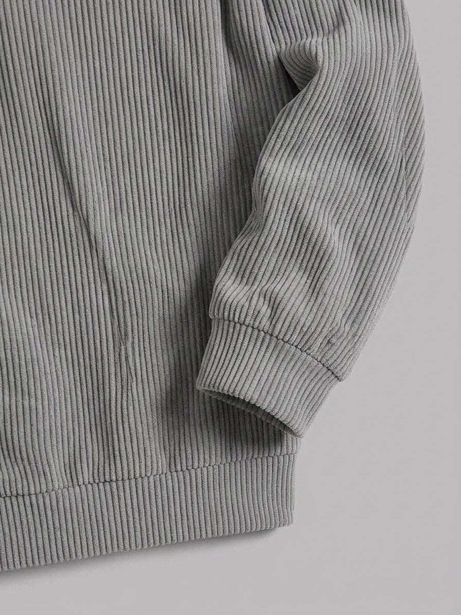 Brindisi Men's Corduroy Quarter-Zip Pullover — gray — detail-2