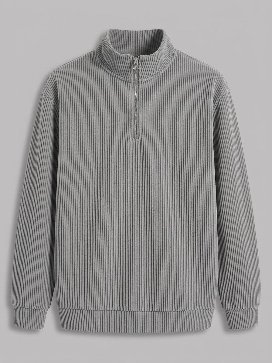 Brindisi Men's Corduroy Quarter-Zip Pullover — gray — packshot