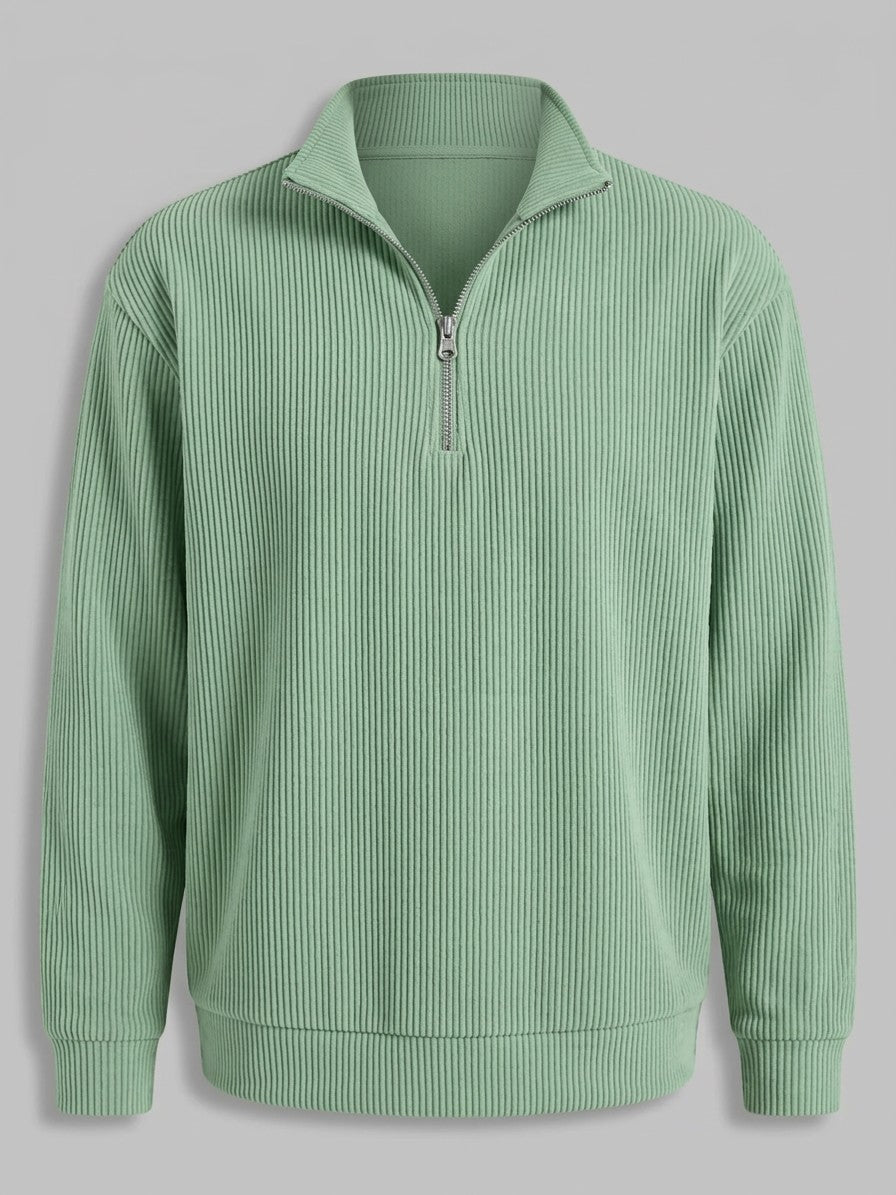 Brindisi Men's Corduroy Quarter-Zip Pullover — lightgreen — packshot