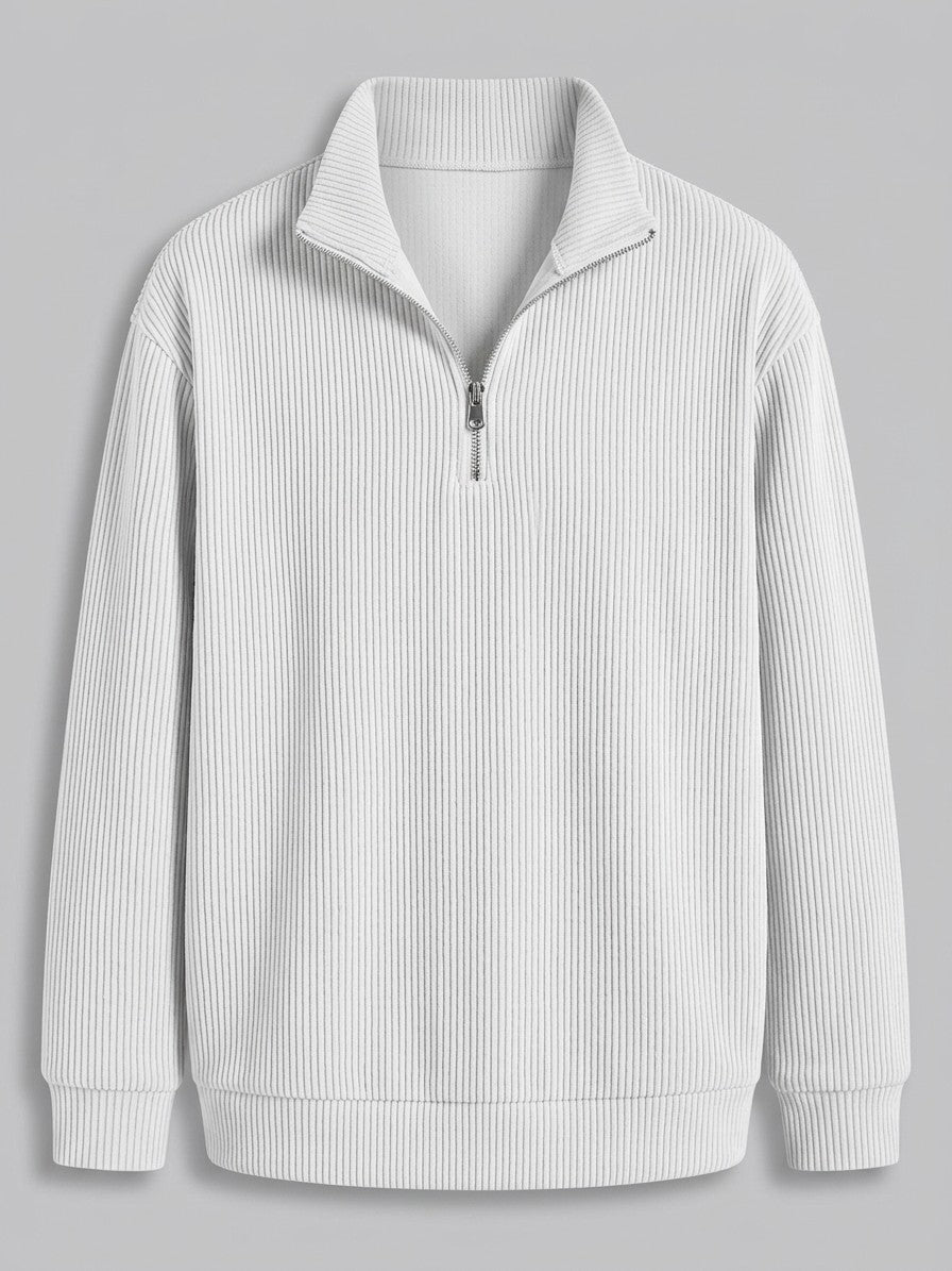 Brindisi Men's Corduroy Quarter-Zip Pullover — white — packshot
