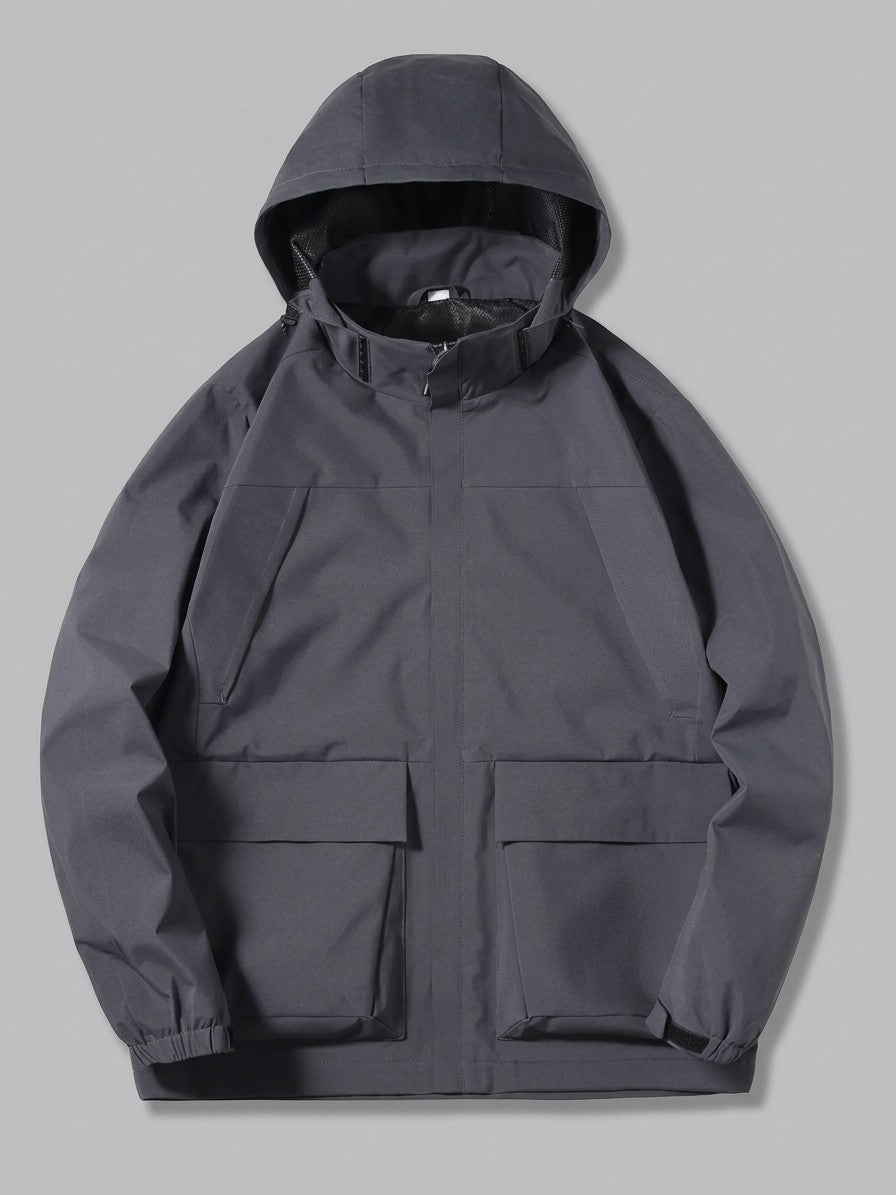 Brisighella Men's Hooded Flap-Pocket Windbreaker — darkgray — packshot