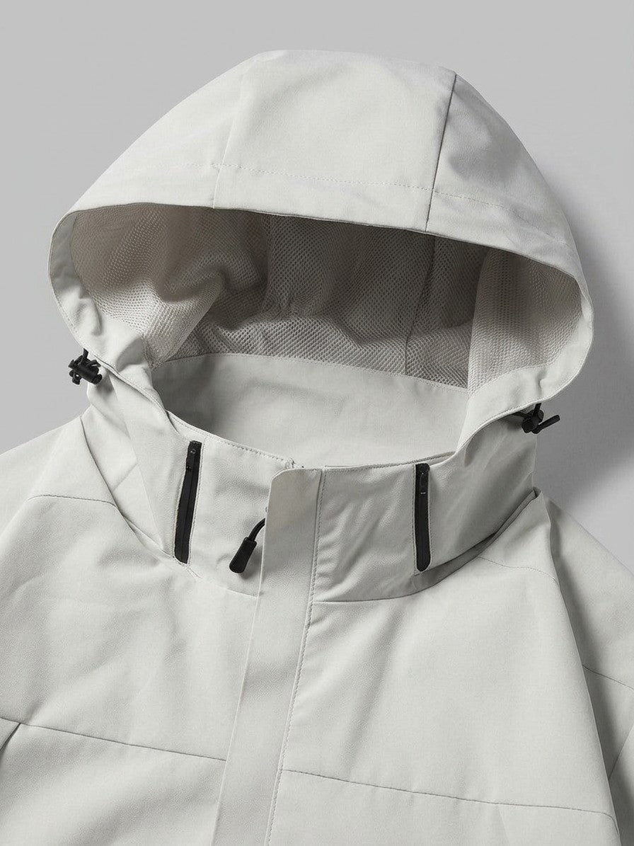 Brisighella Men's Hooded Flap-Pocket Windbreaker — foglotuswhite — detail