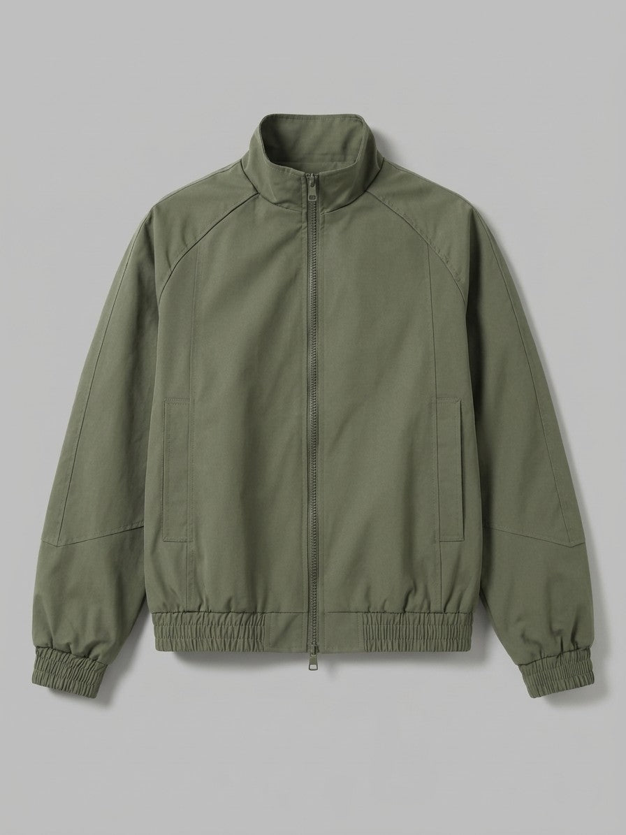 Budrio Men's Raglan Stand-Collar Bomber Jacket — armygreen — packshot