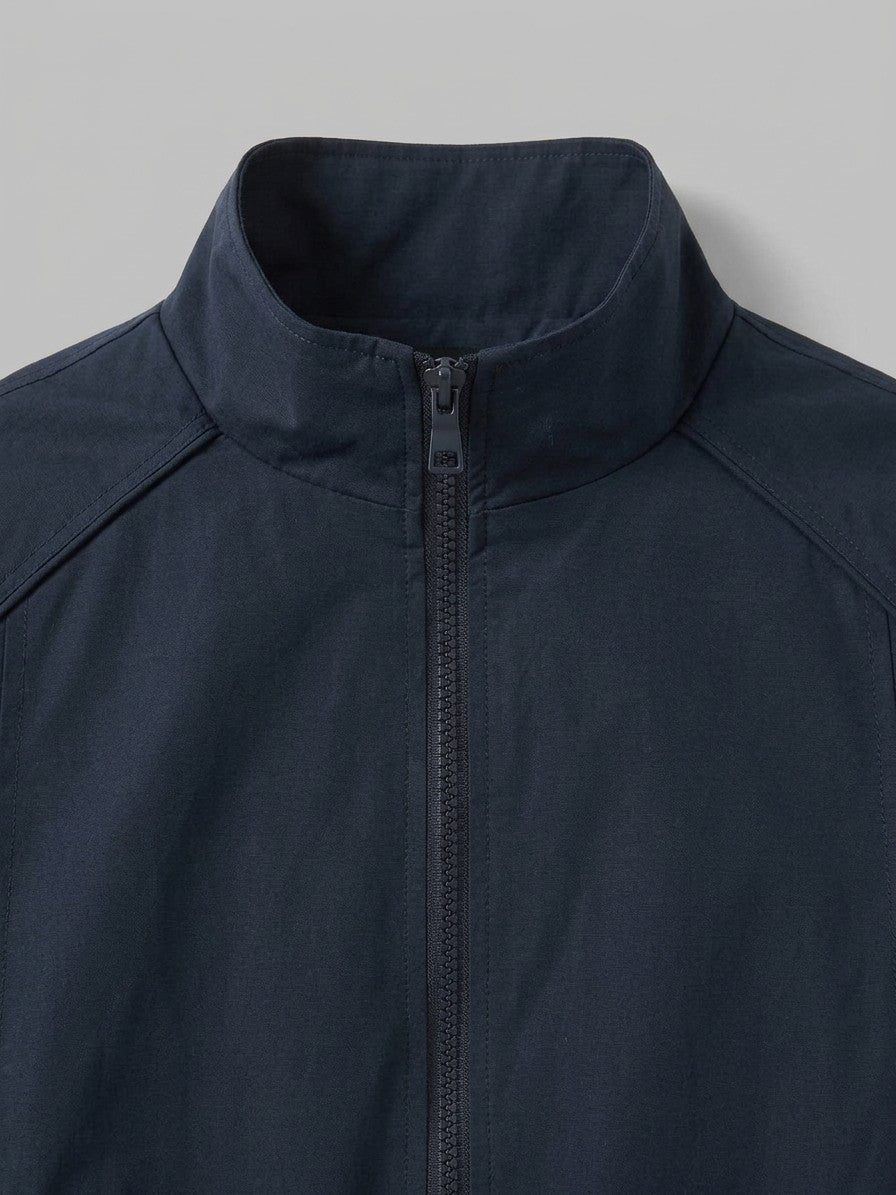 Budrio Men's Raglan Stand-Collar Bomber Jacket — navy — detail