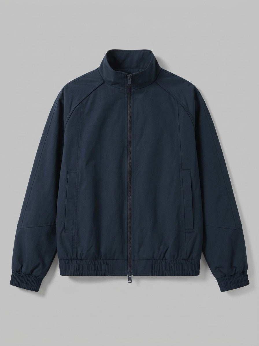 Budrio Men's Raglan Stand-Collar Bomber Jacket — navy — packshot