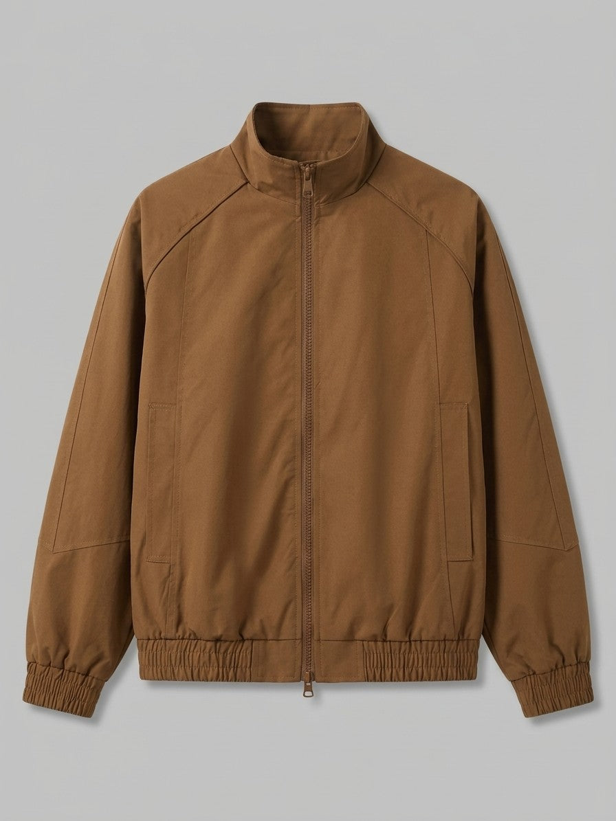 Budrio Men's Raglan Stand-Collar Bomber Jacket — tobaccobrown — packshot