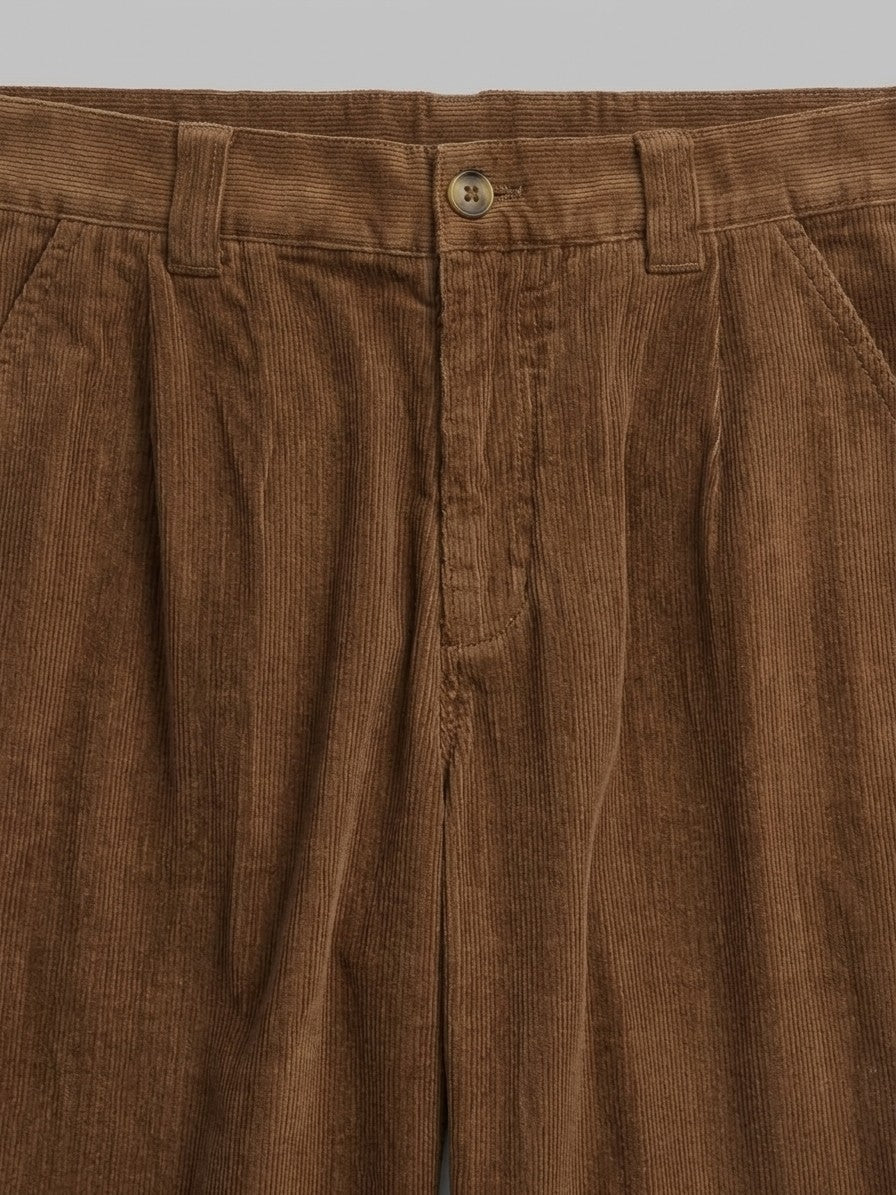 Buonconvento Men's Elastic-Back Relaxed Corduroy Pants — brown — detail