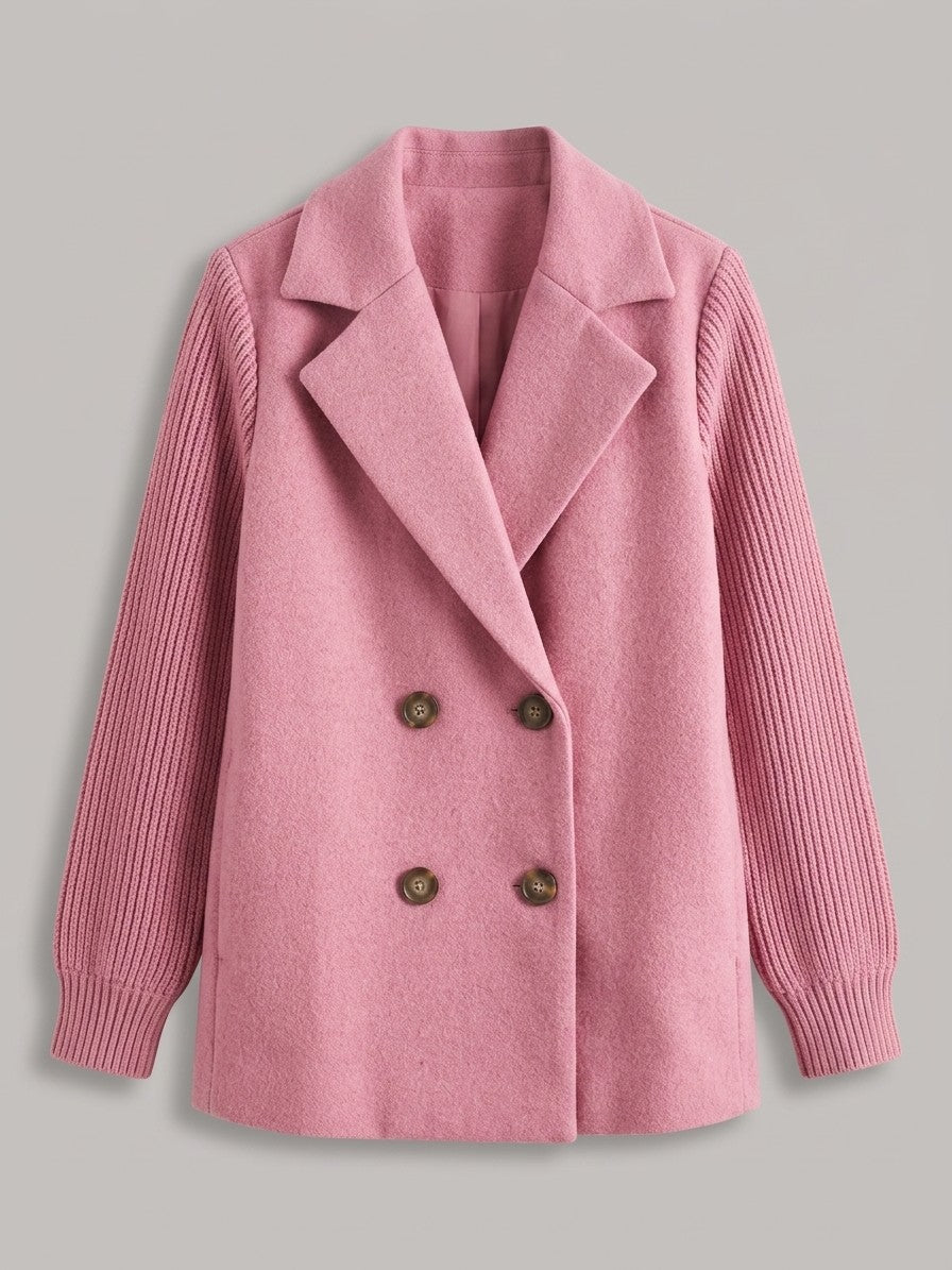 Burano Women's Knit Sleeve Double-Breasted Jacket — pink — packshot