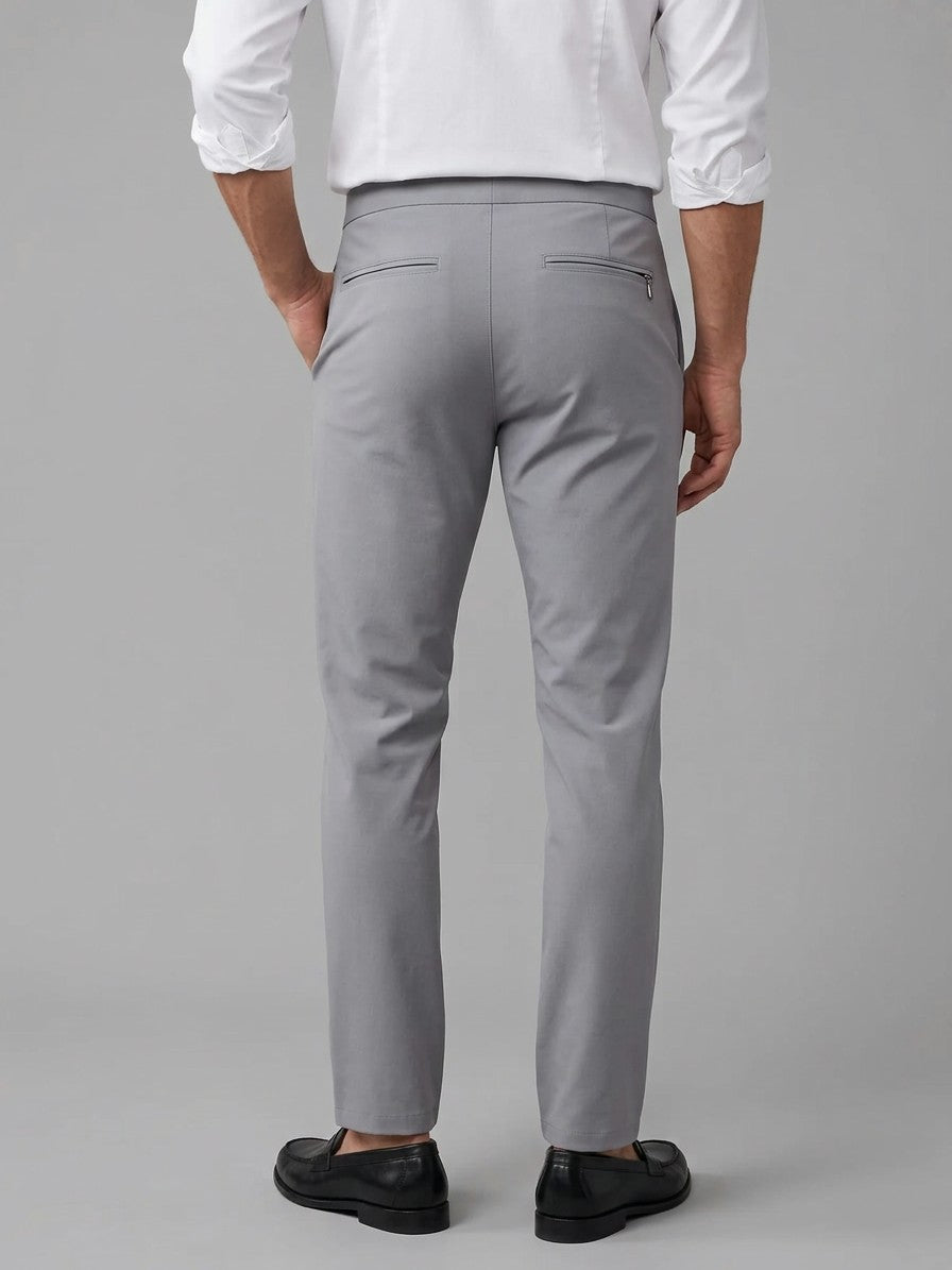 Cagliari Men's Slim Stretch Dress Trousers — gray — back