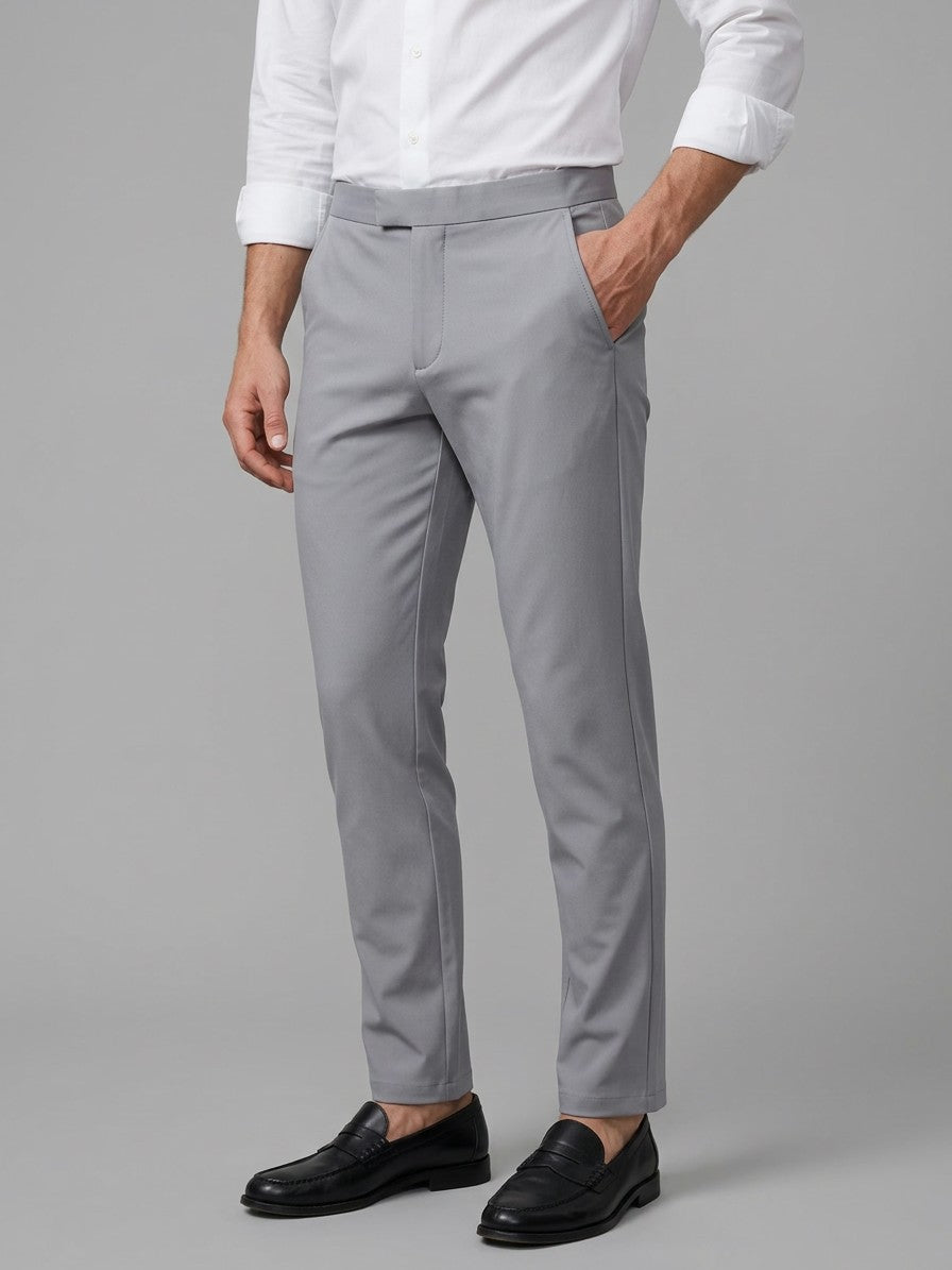 Cagliari Men's Slim Stretch Dress Trousers — gray — front