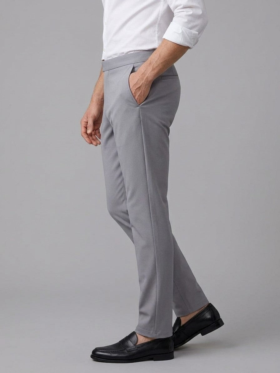 Cagliari Men's Slim Stretch Dress Trousers — gray — side