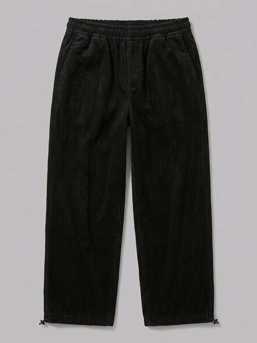 Calascio Men's Toggle-Hem Wide Corduroy Pants — black — packshot