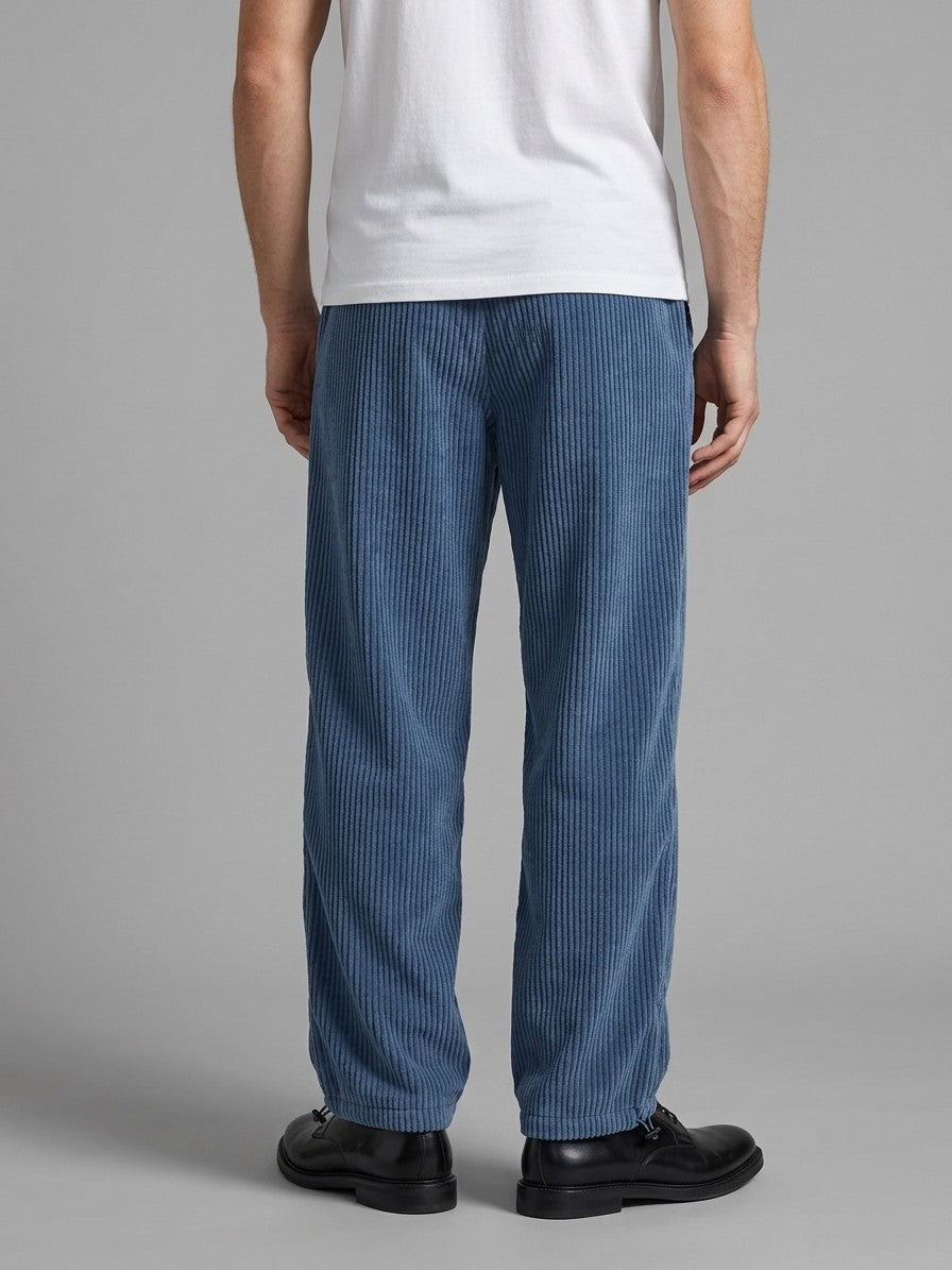 Calascio Men's Toggle-Hem Wide Corduroy Pants — denimblue — back