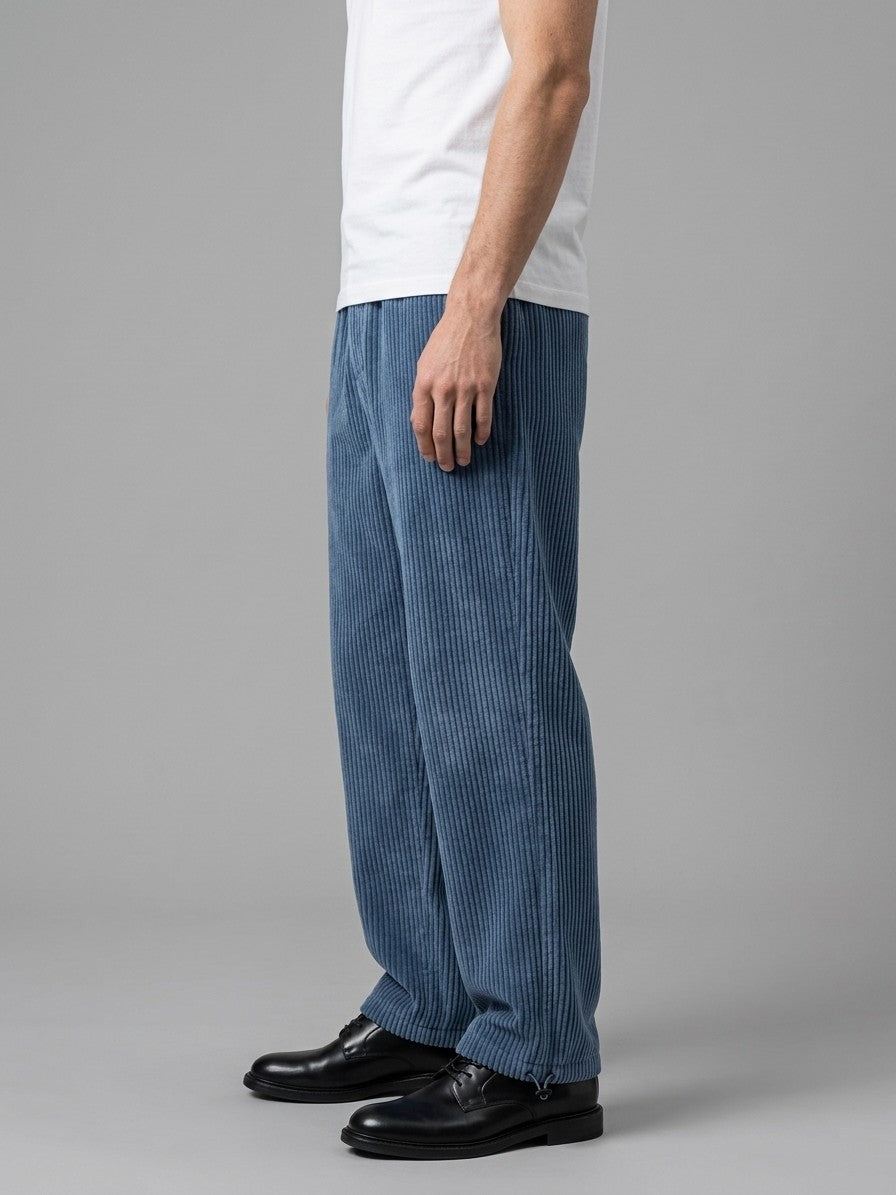 Calascio Men's Toggle-Hem Wide Corduroy Pants — denimblue — side