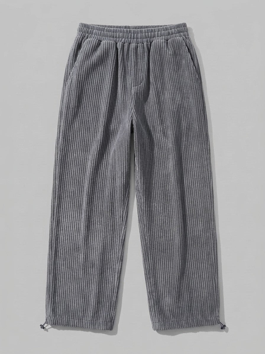 Calascio Men's Toggle-Hem Wide Corduroy Pants — grey — packshot
