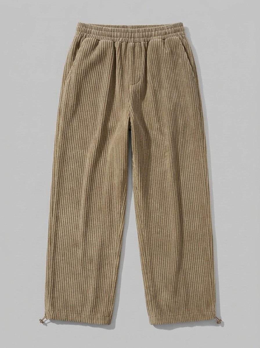 Calascio Men's Toggle-Hem Wide Corduroy Pants — khaki — packshot