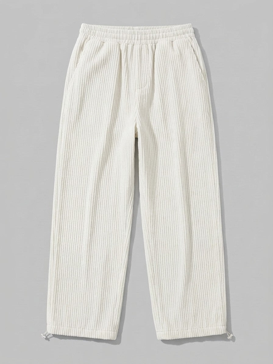 Calascio Men's Toggle-Hem Wide Corduroy Pants — white — packshot