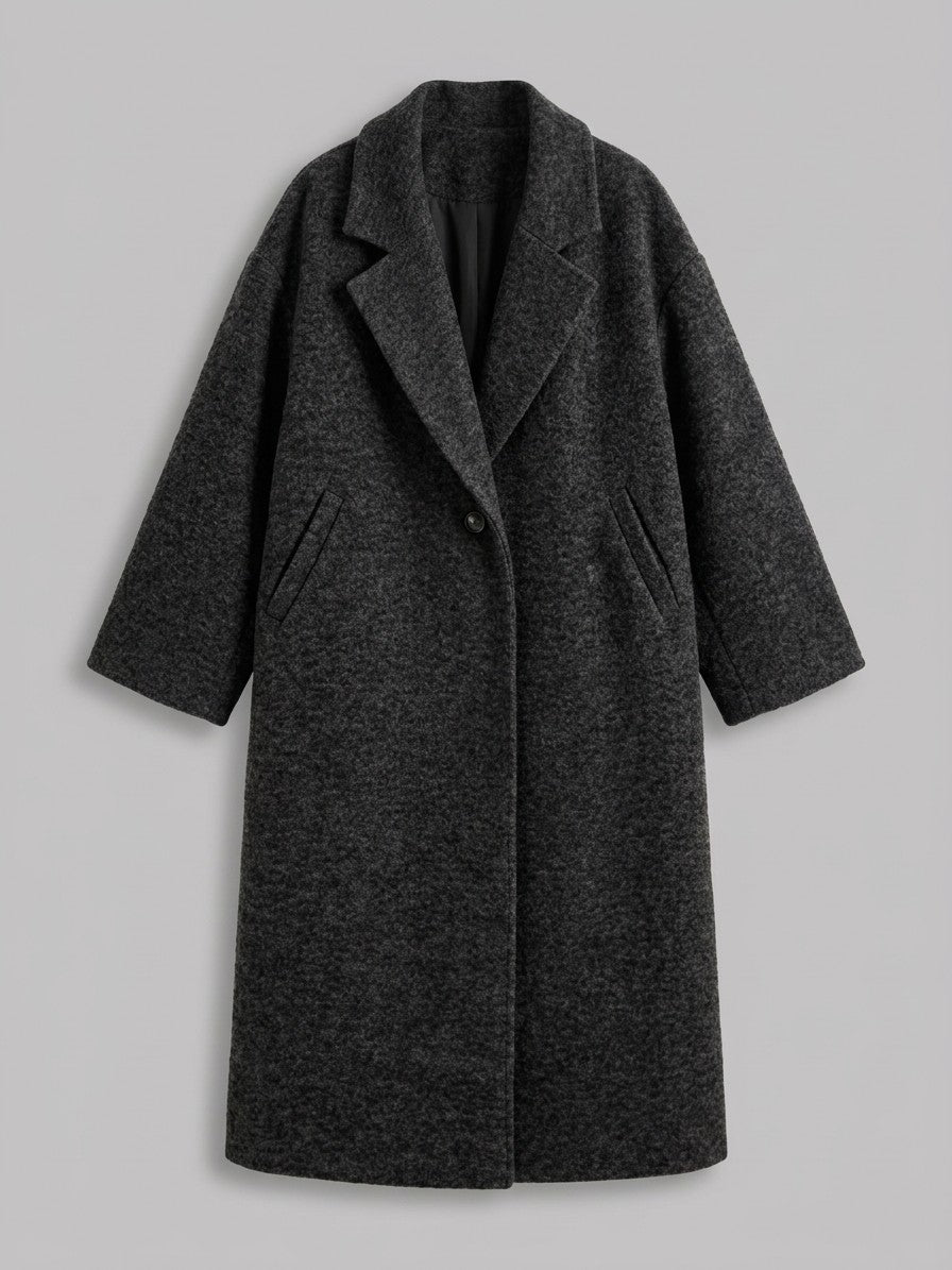 Calcata Women's Oversized One-Button Coat — black — packshot