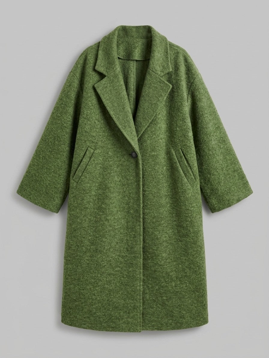 Calcata Women's Oversized One-Button Coat — darkgreen — packshot