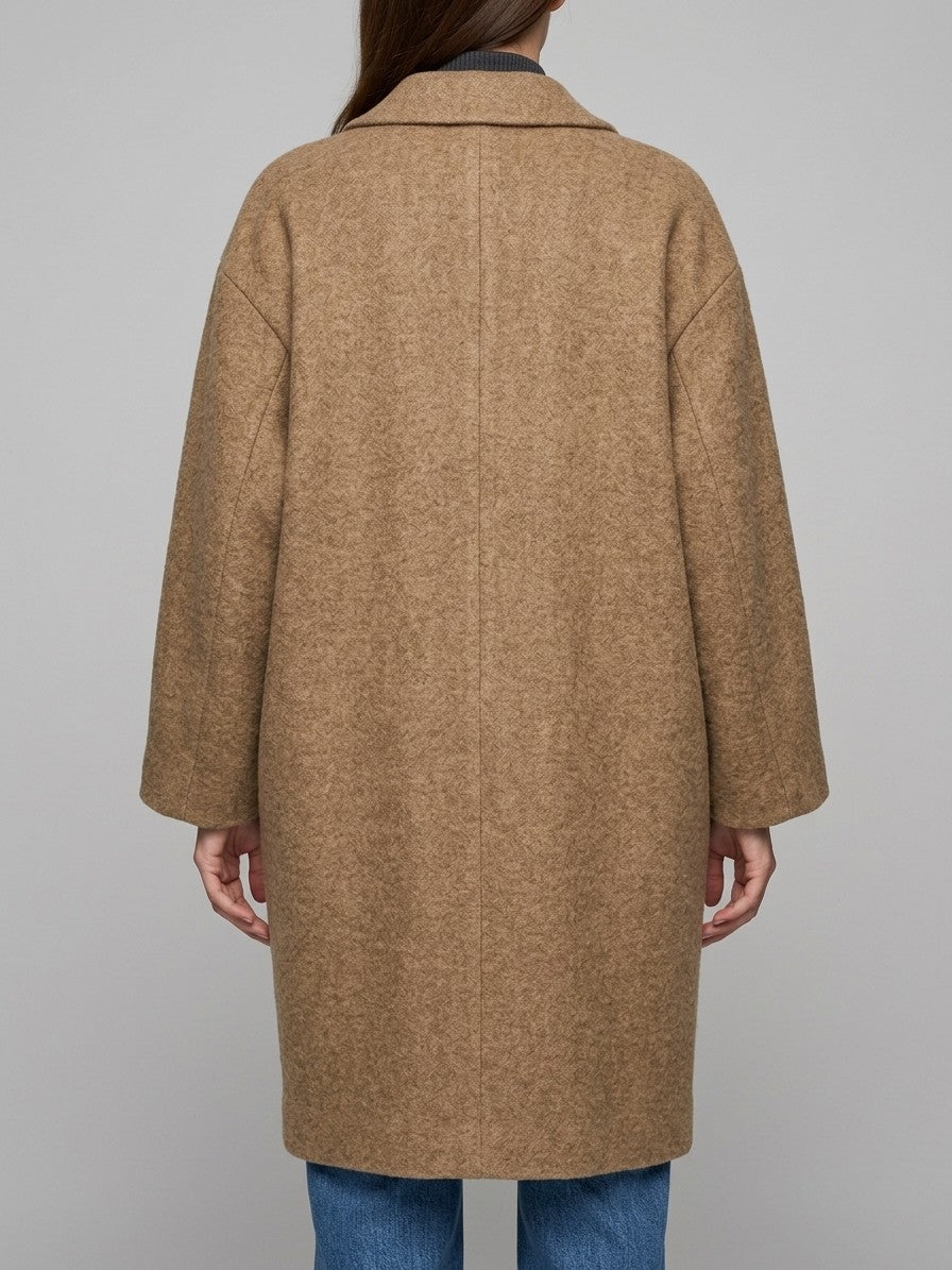 Calcata Women's Oversized One-Button Coat — khaki — back