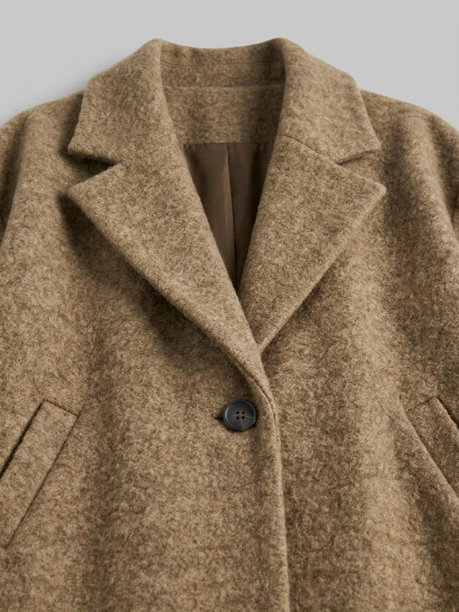 Calcata Women's Oversized One-Button Coat — khaki — detail-2