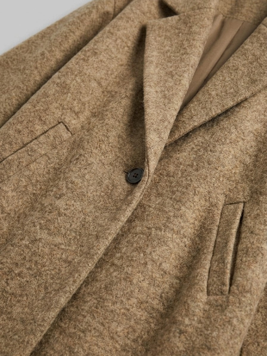 Calcata Women's Oversized One-Button Coat — khaki — detail