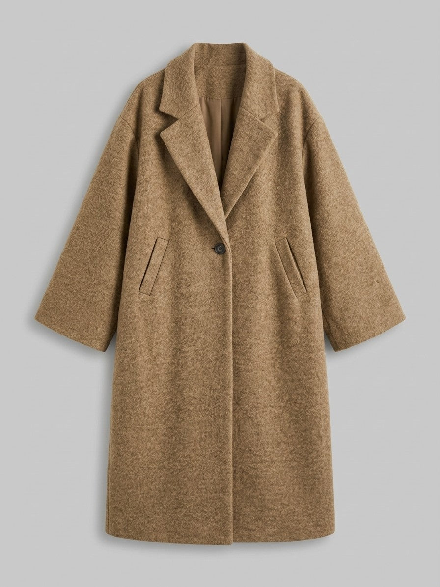 Calcata Women's Oversized One-Button Coat — khaki — packshot