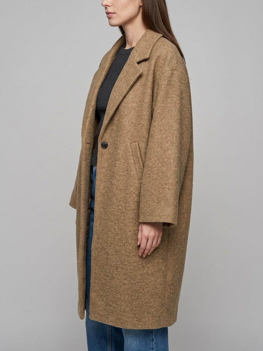 Calcata Women's Oversized One-Button Coat — khaki — side