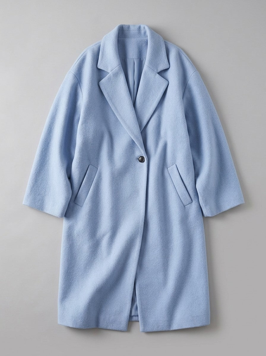 Calcata Women's Oversized One-Button Coat — lightblue — packshot