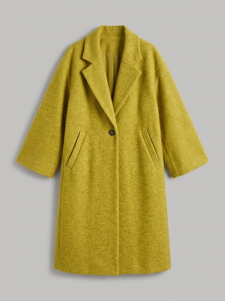 Calcata Women's Oversized One-Button Coat — yellow — packshot