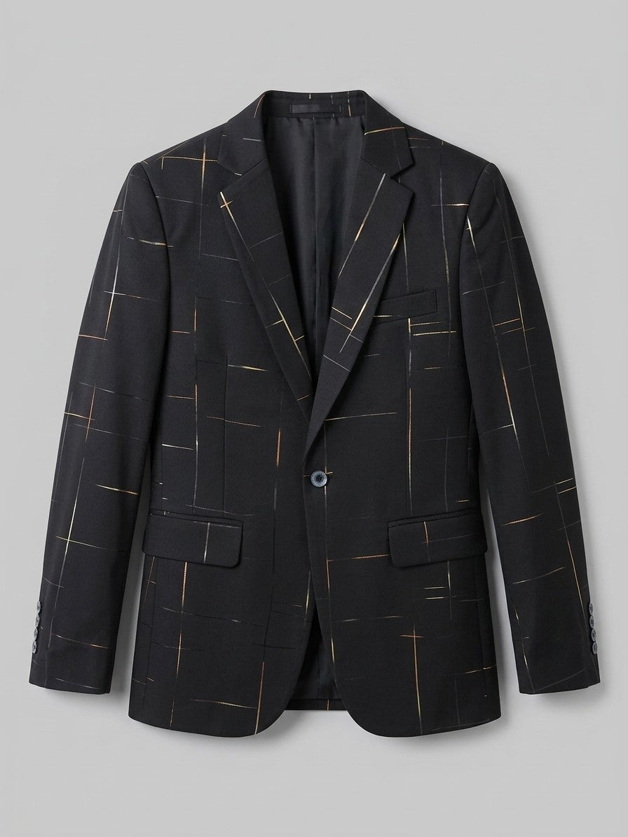 Caltagirone Men's Foil Line-Print Slim Blazer — black — packshot
