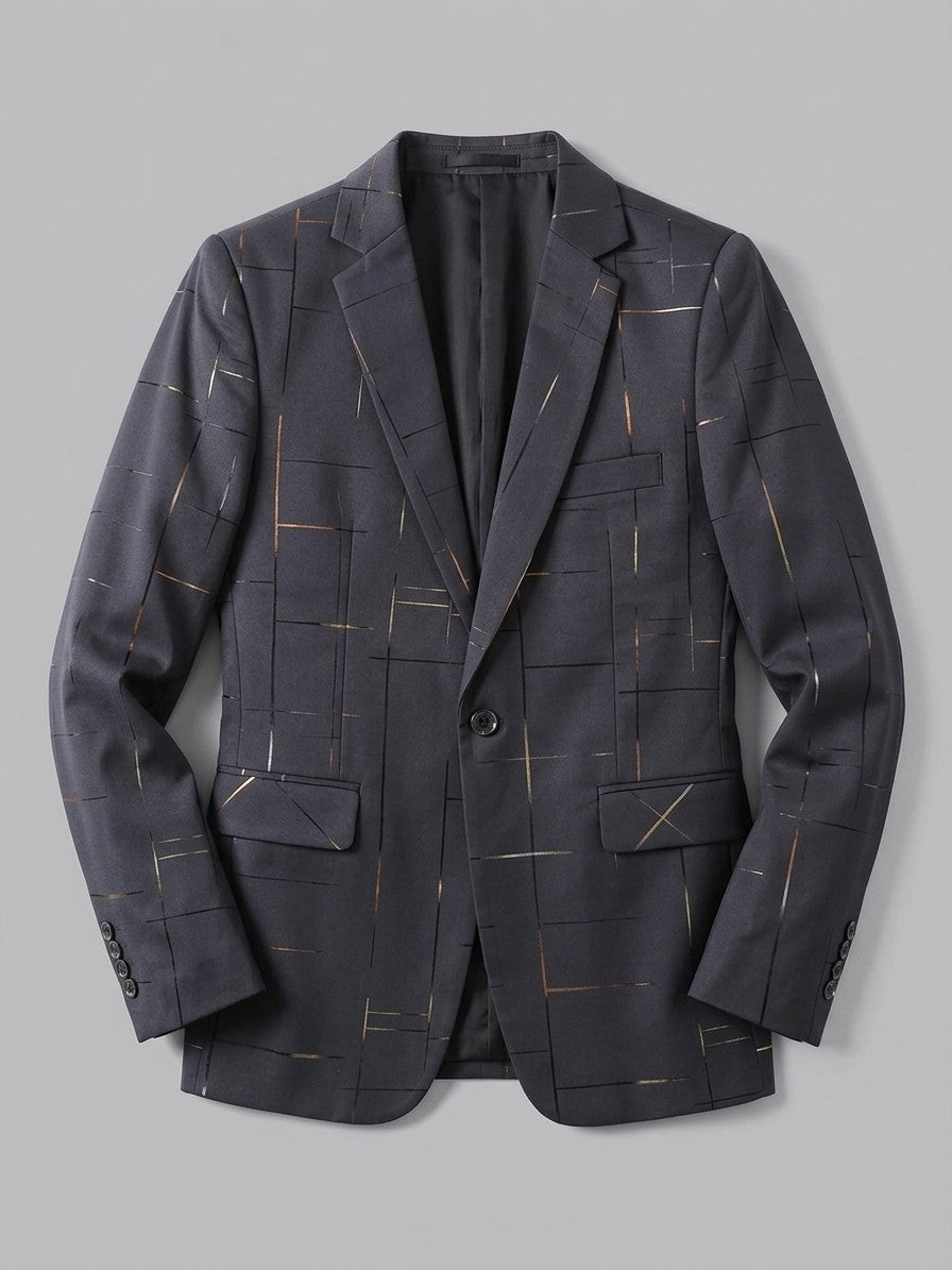 Caltagirone Men's Foil Line-Print Slim Blazer — grey — packshot