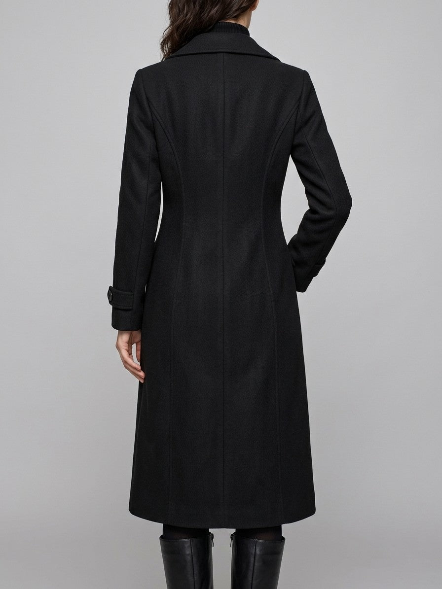Camerino Women's Double-Breasted Maxi Coat — black — back