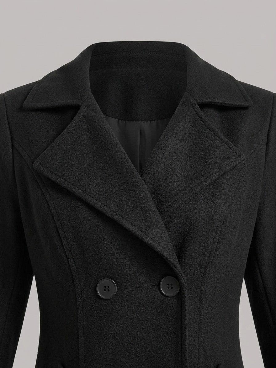 Camerino Women's Double-Breasted Maxi Coat — black — detail-2