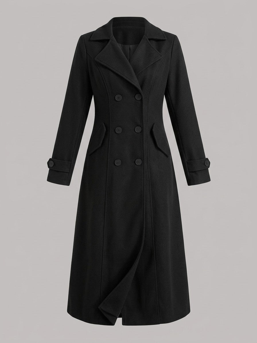 Camerino Women's Double-Breasted Maxi Coat — black — packshot